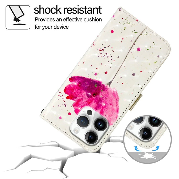 For iPhone 16 Pro Max 3D Painting Horizontal Flip Leather Phone Case(Flower) by buy2fix