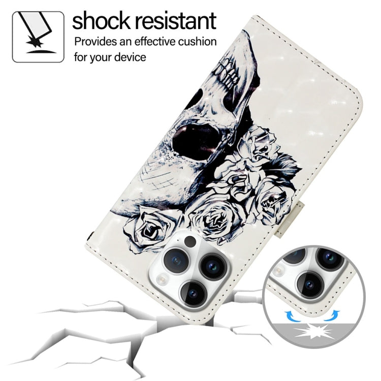 For iPhone 16 Pro Max 3D Painting Horizontal Flip Leather Phone Case(Skull) by buy2fix