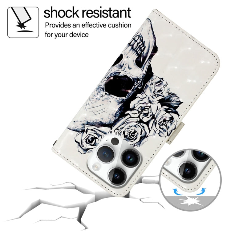 For iPhone 16 Pro 3D Painting Horizontal Flip Leather Phone Case(Skull) by buy2fix