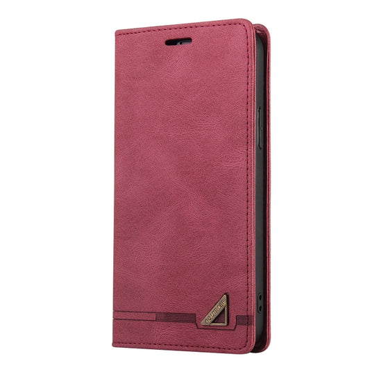 For Xiaomi Redmi Note 12 Pro+ India Skin Feel Anti-theft Brush Horizontal Flip Leather Case with Holder(Wine Red) by buy2fix