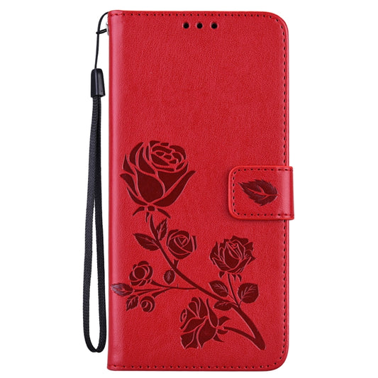 For Xiaomi Redmi Note 12 5G Global/Poco X5 Rose Embossed Flip PU Leather Phone Case(Red) by buy2fix