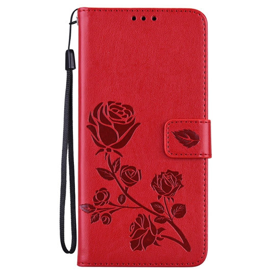 For Xiaomi Redmi Note 13 4G Rose Embossed Flip PU Leather Phone Case(Red) by buy2fix