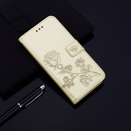 For Xiaomi Redmi A3 Rose Embossed Flip PU Leather Phone Case(Gold) by buy2fix