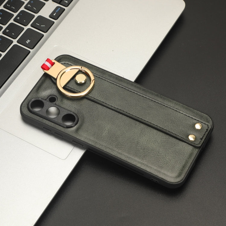 For Samsung Galaxy S23 FE 5G Wristband Leather Back Phone Case(Black) by buy2fix