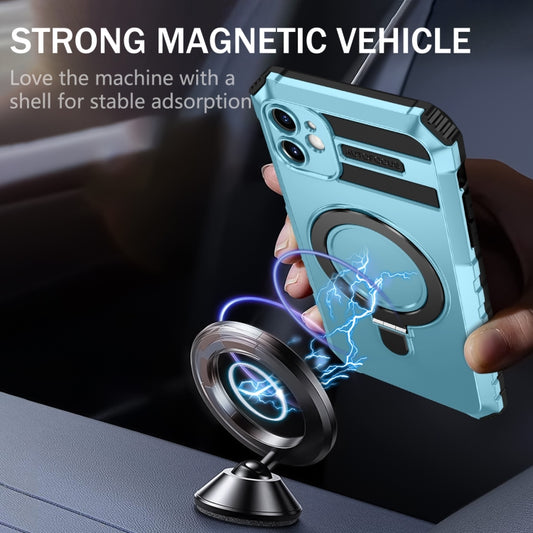 For iPhone 11 MagSafe Magnetic Holder Phone Case(Light Blue) by buy2fix