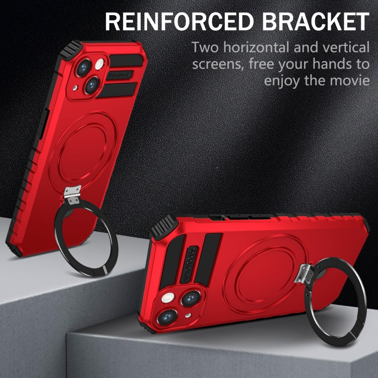 For iPhone 13 MagSafe Magnetic Holder Phone Case(Red) - iPhone 13 Cases by buy2fix | Online Shopping UK | buy2fix