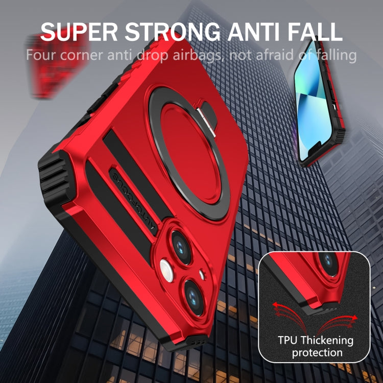 For iPhone 13 MagSafe Magnetic Holder Phone Case(Red) - iPhone 13 Cases by buy2fix | Online Shopping UK | buy2fix
