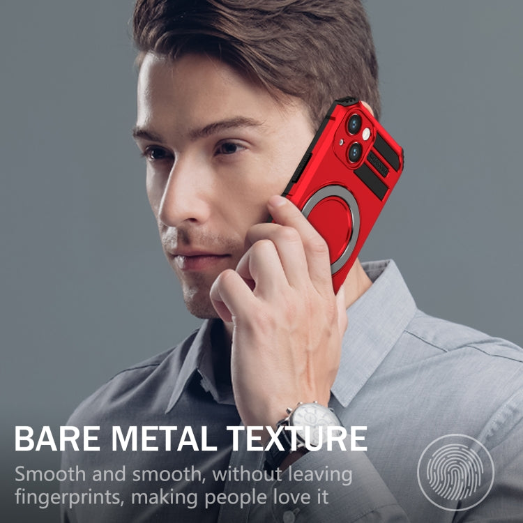 For iPhone 13 MagSafe Magnetic Holder Phone Case(Red) - iPhone 13 Cases by buy2fix | Online Shopping UK | buy2fix