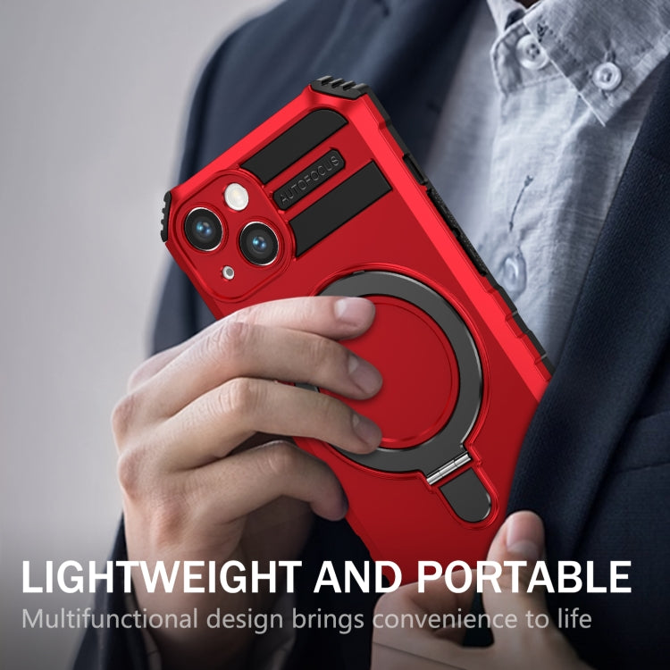 For iPhone 13 MagSafe Magnetic Holder Phone Case(Red) - iPhone 13 Cases by buy2fix | Online Shopping UK | buy2fix