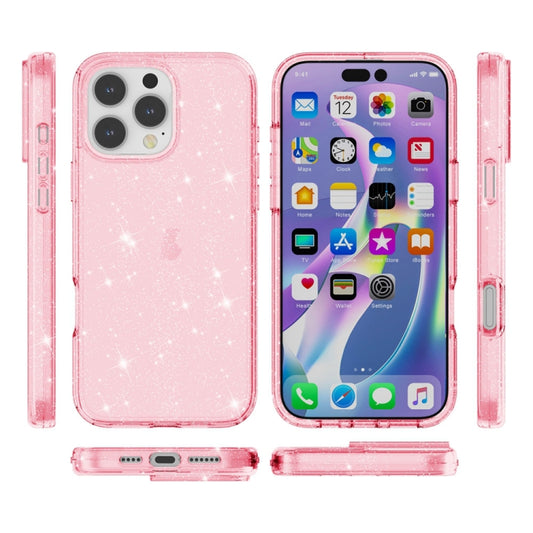 For iPhone 16 Pro Max Shockproof Terminator Glitter Powder Phone Case(Pink) by buy2fix
