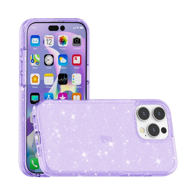 For iPhone 16 Pro Max Shockproof Terminator Glitter Powder Phone Case(Purple) by buy2fix