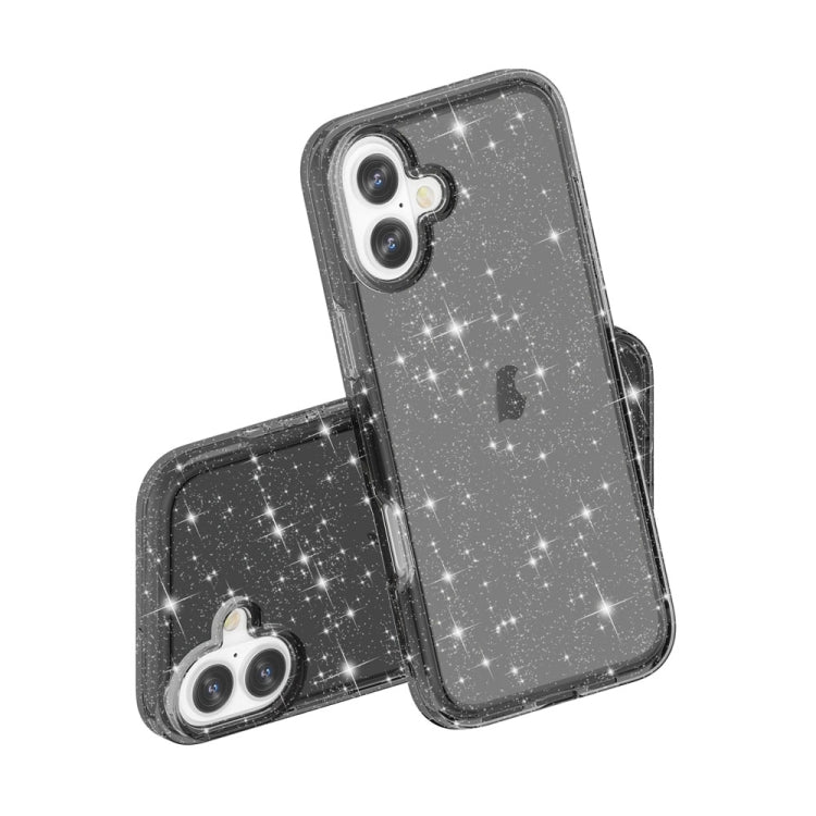 For iPhone 16 Plus Shockproof Terminator Glitter Powder Phone Case(Black) by buy2fix
