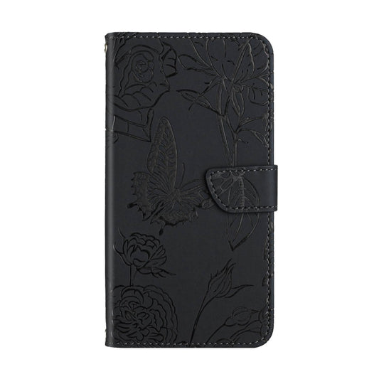 For OnePlus 12 5G Global Skin Feel Butterfly Peony Embossed Leather Phone Case(Black) by buy2fix