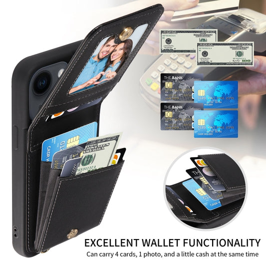 For iPhone 14 Plus Crossbody Lanyard Zipper Wallet Leather Phone Case(Black) - iPhone 14 Plus Cases by buy2fix | Online Shopping UK | buy2fix