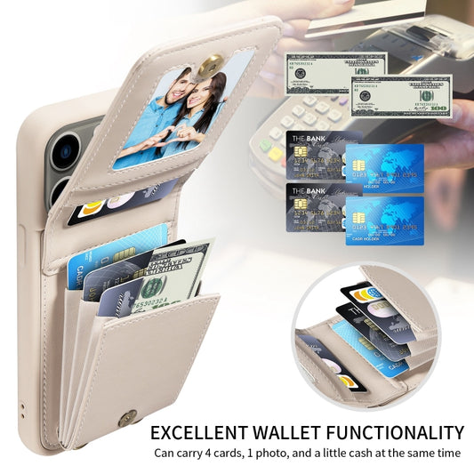 For iPhone 13 Pro Crossbody Lanyard Zipper Wallet Leather Phone Case(Beige) - iPhone 13 Pro Cases by buy2fix | Online Shopping UK | buy2fix