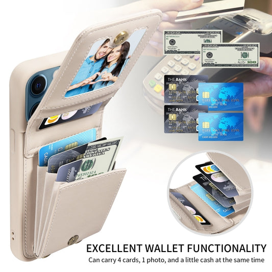 For iPhone 12 Pro Max Crossbody Lanyard Zipper Wallet Leather Phone Case(Beige) - iPhone 12 Pro Max Cases by buy2fix | Online Shopping UK | buy2fix