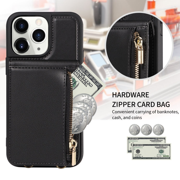 For iPhone 11 Pro Crossbody Lanyard Zipper Wallet Leather Phone Case(Black) - iPhone 11 Pro Cases by buy2fix | Online Shopping UK | buy2fix