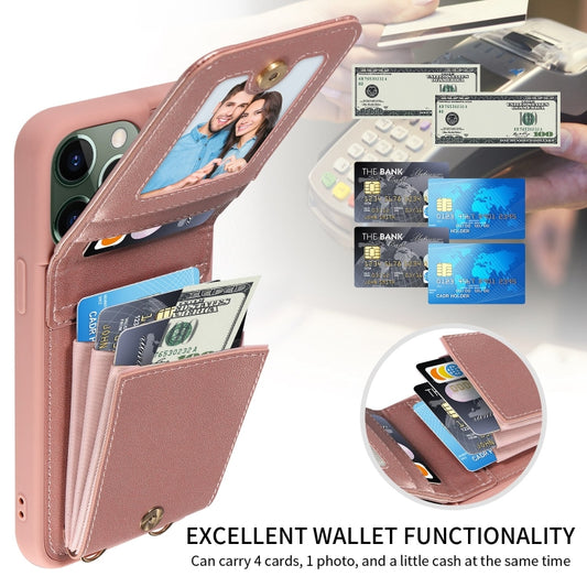 For iPhone 11 Pro Max Crossbody Lanyard Zipper Wallet Leather Phone Case(Rose Gold) - iPhone 11 Pro Max Cases by buy2fix | Online Shopping UK | buy2fix