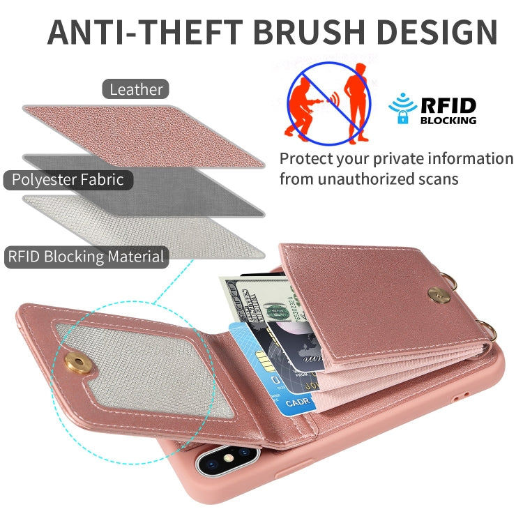 For iPhone XR Crossbody Lanyard Zipper Wallet Leather Phone Case(Rose Gold) - More iPhone Cases by buy2fix | Online Shopping UK | buy2fix