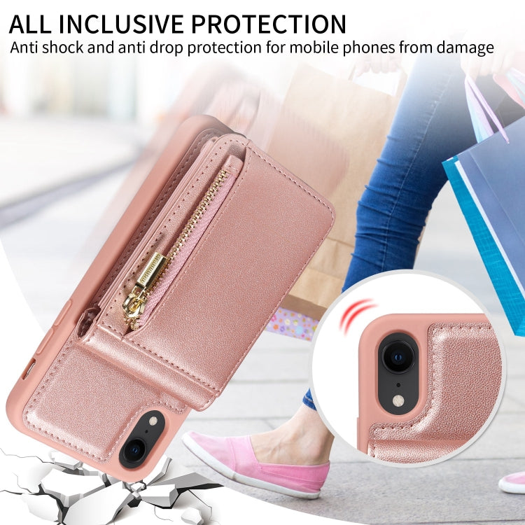 For iPhone XR Crossbody Lanyard Zipper Wallet Leather Phone Case(Rose Gold) - More iPhone Cases by buy2fix | Online Shopping UK | buy2fix