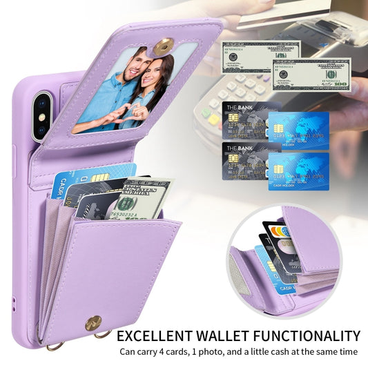 For iPhone XR Crossbody Lanyard Zipper Wallet Leather Phone Case(Purple) - More iPhone Cases by buy2fix | Online Shopping UK | buy2fix