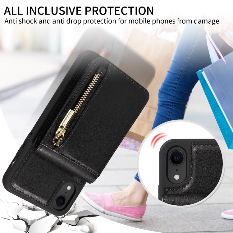 For iPhone XR Crossbody Lanyard Zipper Wallet Leather Phone Case(Black) - More iPhone Cases by buy2fix | Online Shopping UK | buy2fix