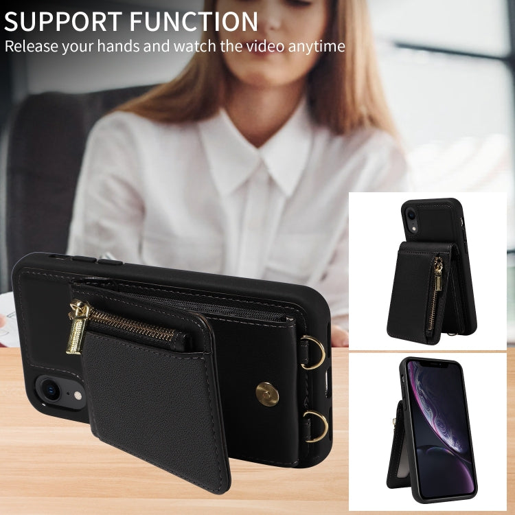 For iPhone XR Crossbody Lanyard Zipper Wallet Leather Phone Case(Black) - More iPhone Cases by buy2fix | Online Shopping UK | buy2fix