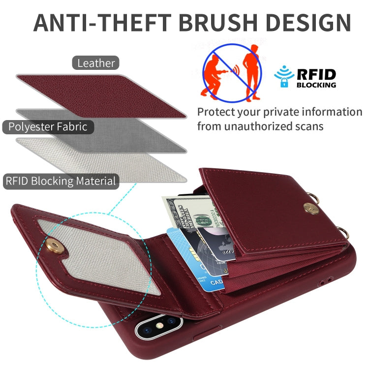 For iPhone XS Max Crossbody Lanyard Zipper Wallet Leather Phone Case(Wine Red) - More iPhone Cases by buy2fix | Online Shopping UK | buy2fix