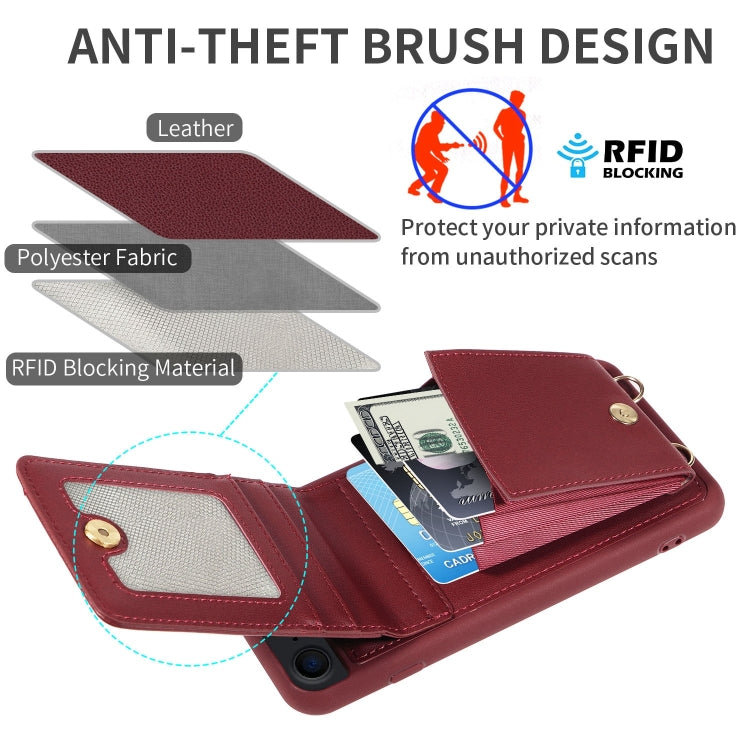 For iPhone SE 2022/ 7 / 8 Crossbody Lanyard Zipper Wallet Leather Phone Case(Wine Red) - iPhone SE 2022 / 2020 / 8 / 7 Cases by buy2fix | Online Shopping UK | buy2fix