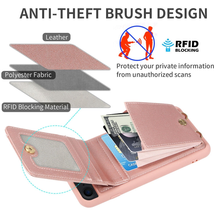 For iPhone SE 2022/ 7 / 8 Crossbody Lanyard Zipper Wallet Leather Phone Case(Rose Gold) - iPhone SE 2022 / 2020 / 8 / 7 Cases by buy2fix | Online Shopping UK | buy2fix