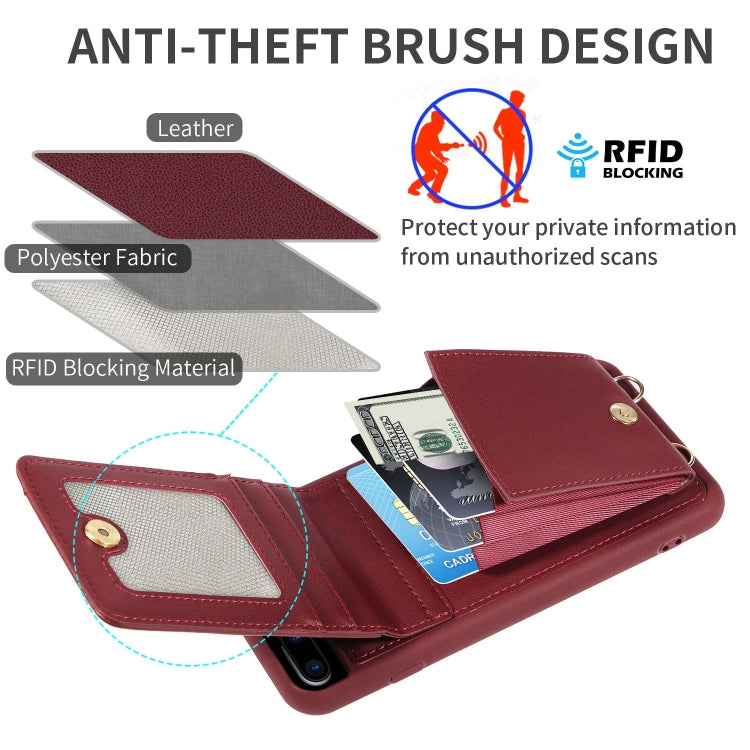 For iPhone 7 Plus / 8 Plus Crossbody Lanyard Zipper Wallet Leather Phone Case(Wine Red) - More iPhone Cases by buy2fix | Online Shopping UK | buy2fix
