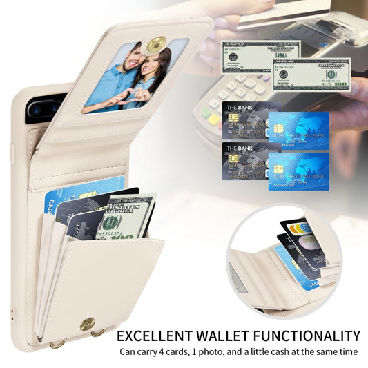 For iPhone 7 Plus / 8 Plus Crossbody Lanyard Zipper Wallet Leather Phone Case(Beige) - More iPhone Cases by buy2fix | Online Shopping UK | buy2fix