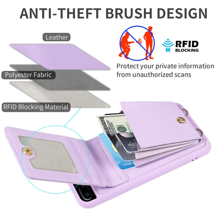 For iPhone 7 Plus / 8 Plus Crossbody Lanyard Zipper Wallet Leather Phone Case(Purple) - More iPhone Cases by buy2fix | Online Shopping UK | buy2fix