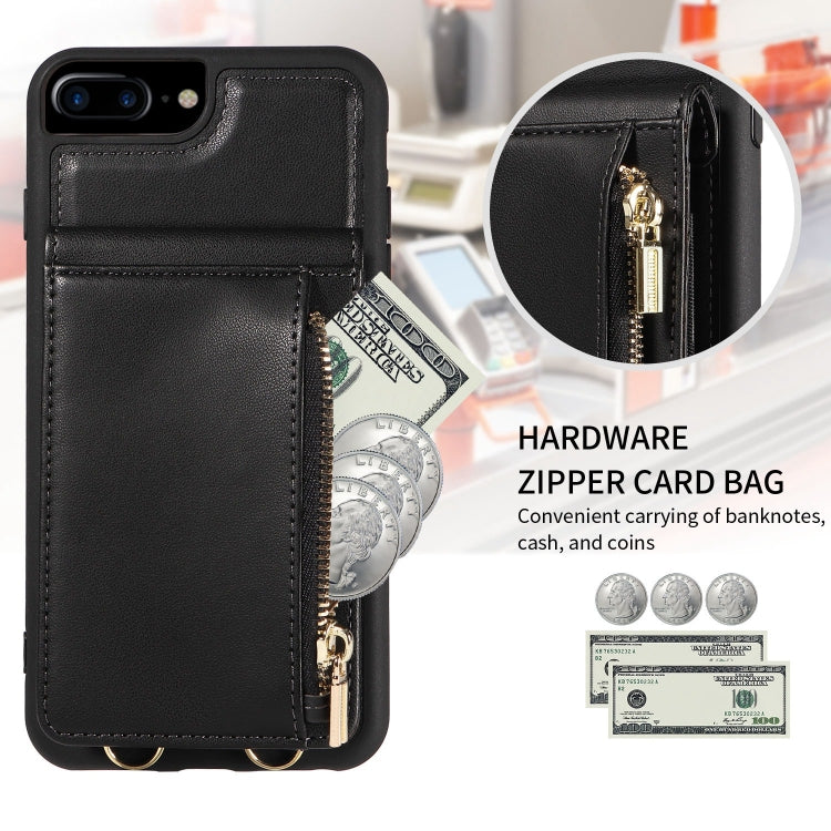 For iPhone 7 Plus / 8 Plus Crossbody Lanyard Zipper Wallet Leather Phone Case(Black) - More iPhone Cases by buy2fix | Online Shopping UK | buy2fix