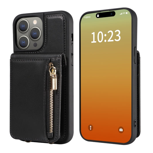 For iPhone 15 Pro Max Crossbody Lanyard Zipper Wallet Leather Phone Case(Black) - iPhone 15 Pro Max Cases by buy2fix | Online Shopping UK | buy2fix