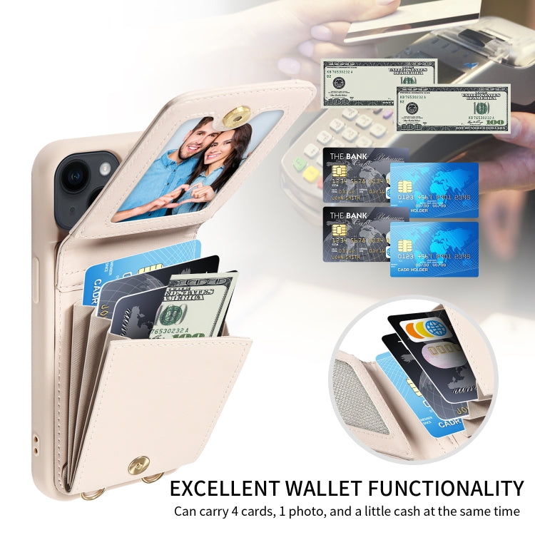 For iPhone 15 Pro Crossbody Lanyard Zipper Wallet Leather Phone Case(Beige) - iPhone 15 Pro Cases by buy2fix | Online Shopping UK | buy2fix