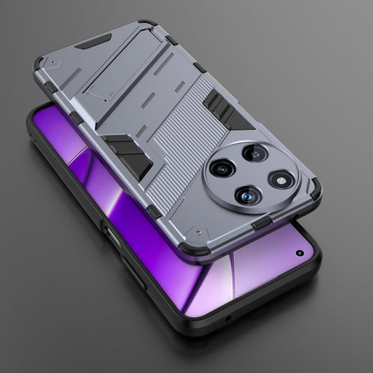 For Realme 11 4G Global Punk Armor 2 in 1 PC + TPU Phone Case with Holder(Grey) by buy2fix