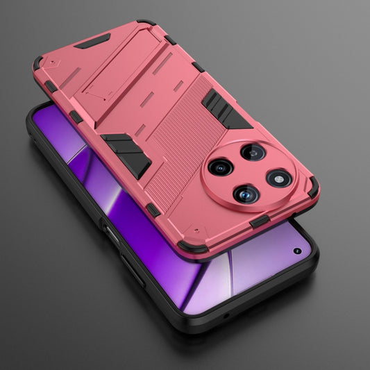 For Realme 11 4G Global Punk Armor 2 in 1 PC + TPU Phone Case with Holder(Light Red) by buy2fix