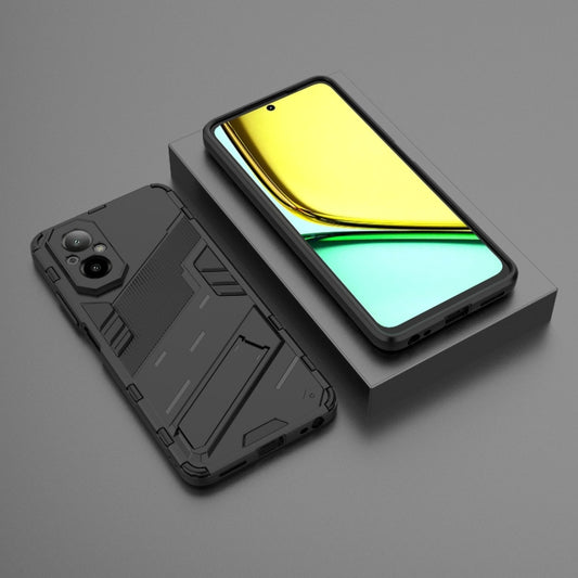 For Realme C67 4G Global Punk Armor 2 in 1 PC + TPU Phone Case with Holder(Black) by buy2fix