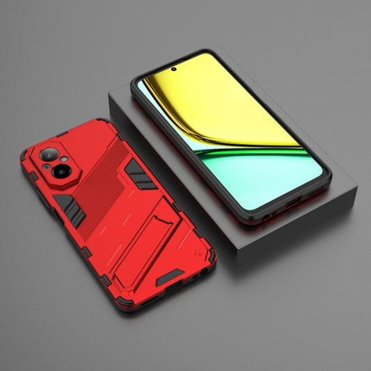 For Realme C67 4G Global Punk Armor 2 in 1 PC + TPU Phone Case with Holder(Red) by buy2fix