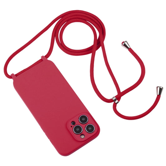 For iPhone 16 Plus Crossbody Lanyard Liquid Silicone Case(Rose Red) by buy2fix