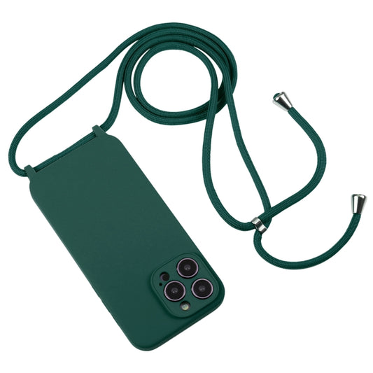 For iPhone 16 Pro Crossbody Lanyard Liquid Silicone Case(Pine Needle Green) by buy2fix
