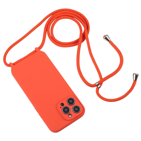 For iPhone 16 Pro Max Crossbody Lanyard Liquid Silicone Case(Orange) by buy2fix