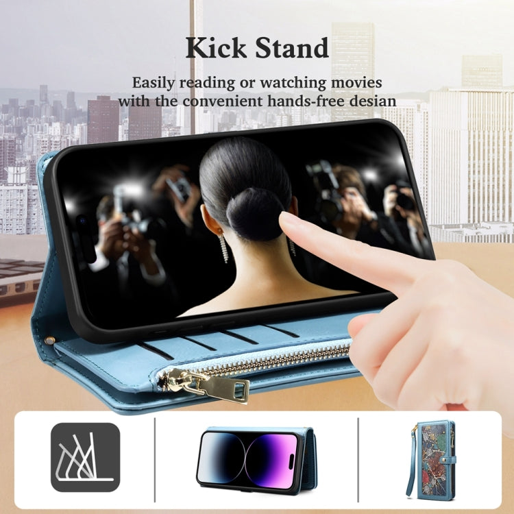 For Samsung Galaxy S23 FE 5G ESEBLE Star Series Lanyard Zipper Wallet RFID Leather Case(Blue) - Galaxy S23 FE 5G Cases by ESEBLE | Online Shopping UK | buy2fix