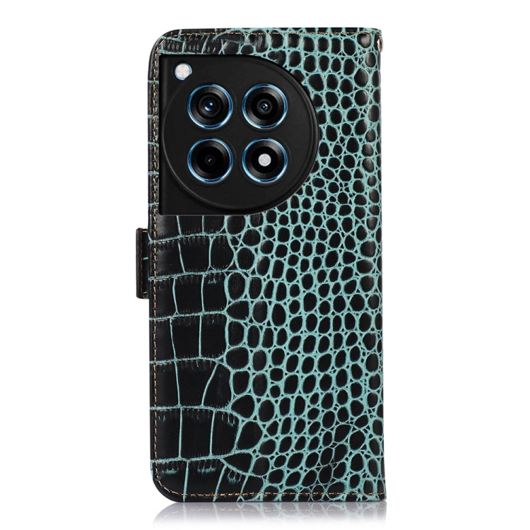For OnePlus Ace 3 / 12R Crocodile Top Layer Cowhide Leather Phone Case(Green) - OnePlus Cases by buy2fix | Online Shopping UK | buy2fix
