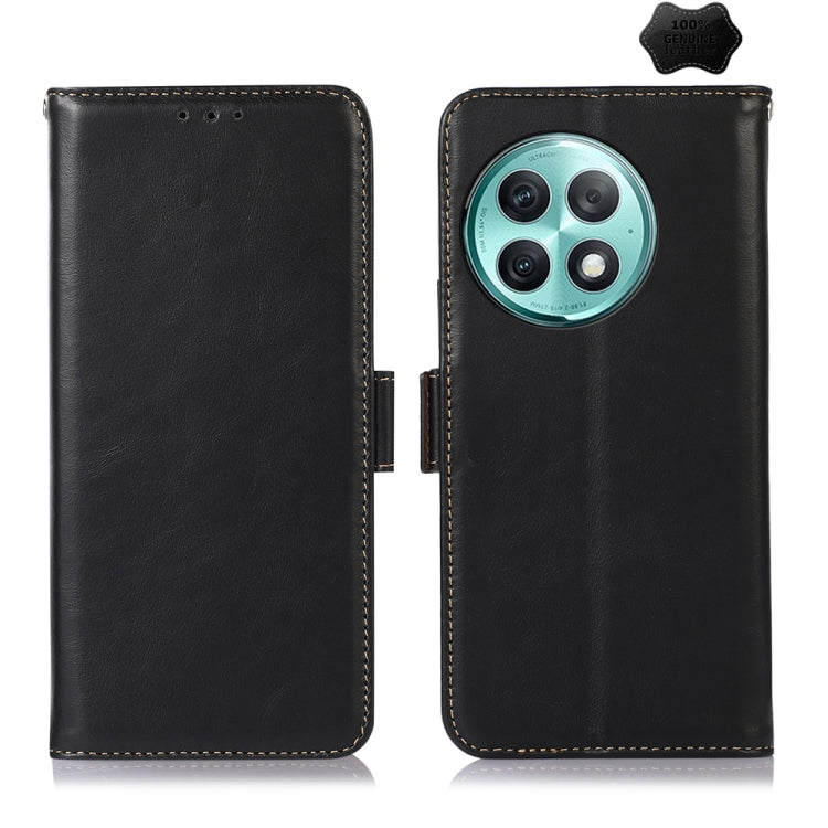 For OnePlus Ace 2 Pro Magnetic Crazy Horse Texture Genuine Leather RFID Phone Case(Black) - OnePlus Cases by buy2fix | Online Shopping UK | buy2fix