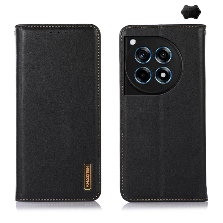 For OnePlus Ace 3 / 12R KHAZNEH Nappa Top Layer Cowhide Leather Phone Case(Black) - OnePlus Cases by buy2fix | Online Shopping UK | buy2fix