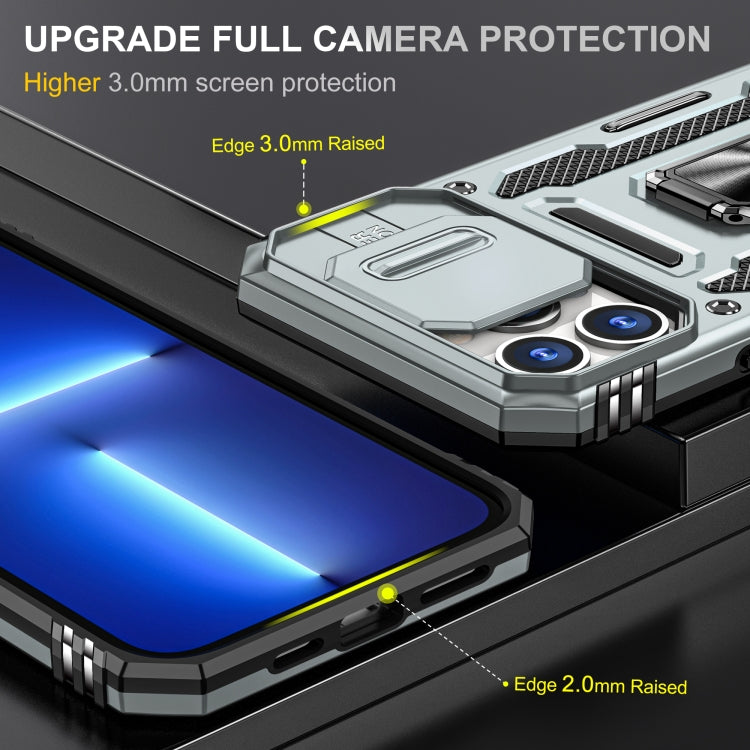For iPhone 15 Pro Armor PC + TPU Camera Shield Phone Case(Grey) - iPhone 15 Pro Cases by buy2fix | Online Shopping UK | buy2fix