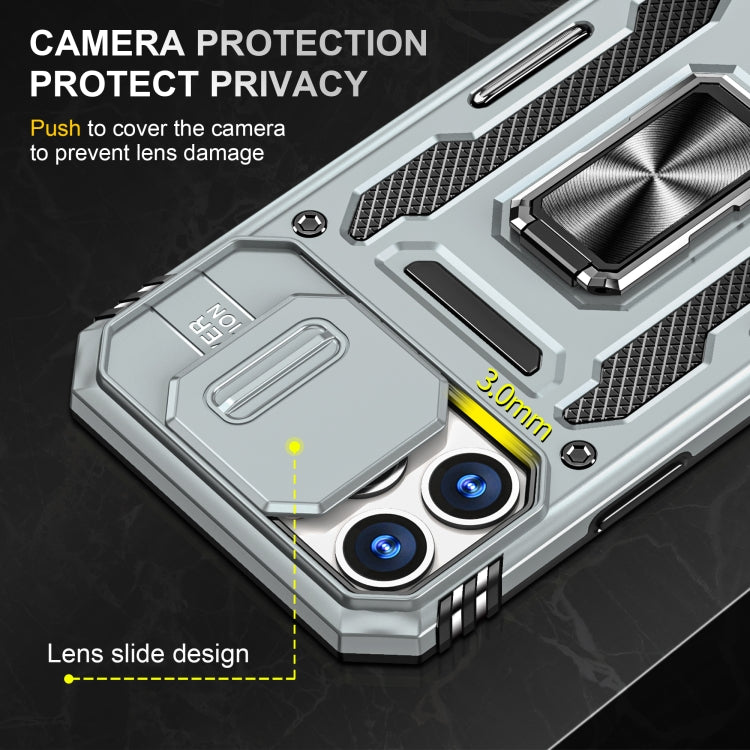 For iPhone 15 Pro Armor PC + TPU Camera Shield Phone Case(Grey) - iPhone 15 Pro Cases by buy2fix | Online Shopping UK | buy2fix