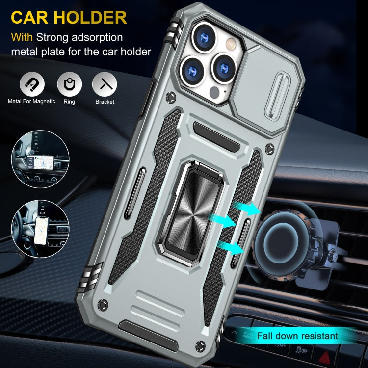 For iPhone 15 Pro Armor PC + TPU Camera Shield Phone Case(Grey) - iPhone 15 Pro Cases by buy2fix | Online Shopping UK | buy2fix